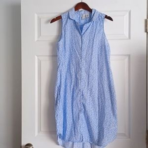 Joie women's blue floral sleeveless Botton Down shirt dress